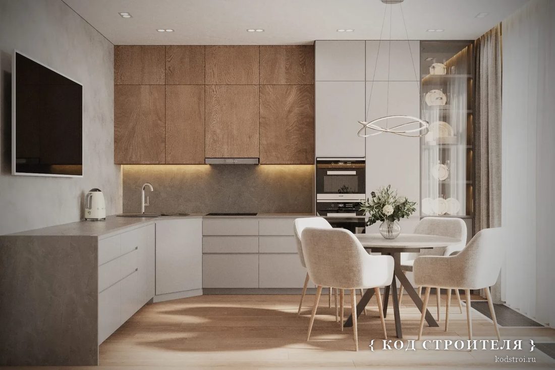 Квартира 100 м² — Кухня, визуализация из дизайн-проекта