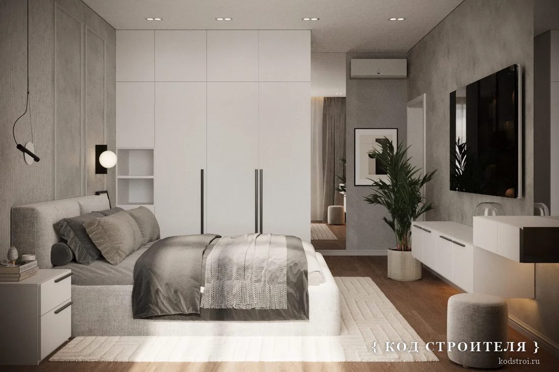 Квартира 100 м² — Спальня, визуализация из дизайн-проекта