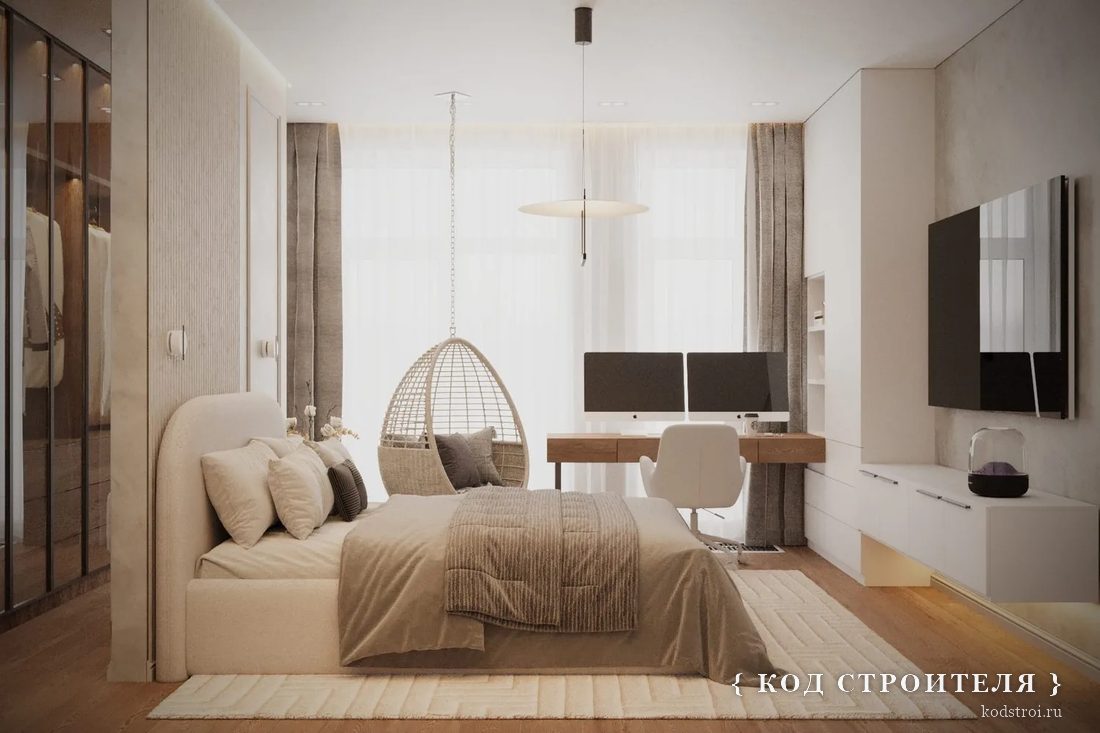 Квартира 100 м² — Зона отдыха, визуализация из дизайн-проекта