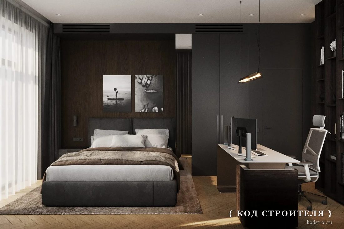 Квартира 90 м² — Спальня, визуализация из дизайн-проекта